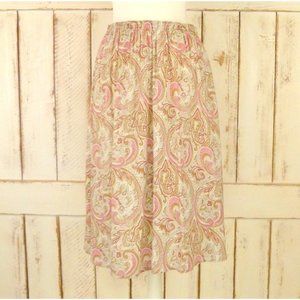 Vintage pink paisley midi skirt - large